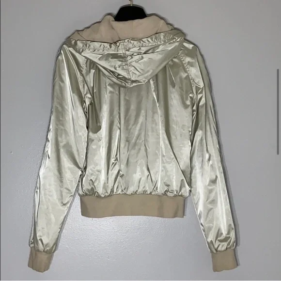 Vintage 90s Dolce & Gabbana gold hooded bomber wind jacket zip up women’s 10 - Picture 3 of 9